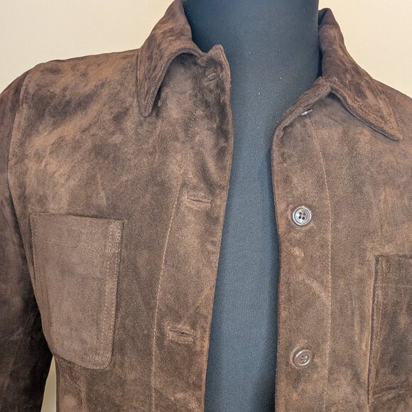 Brown Suede Leather Fall Coat - Women's sz M - Picture 11 of 14